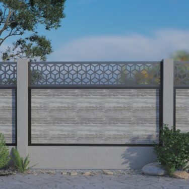 0.9m – Stone – Kingston Decorative Panel With Fence